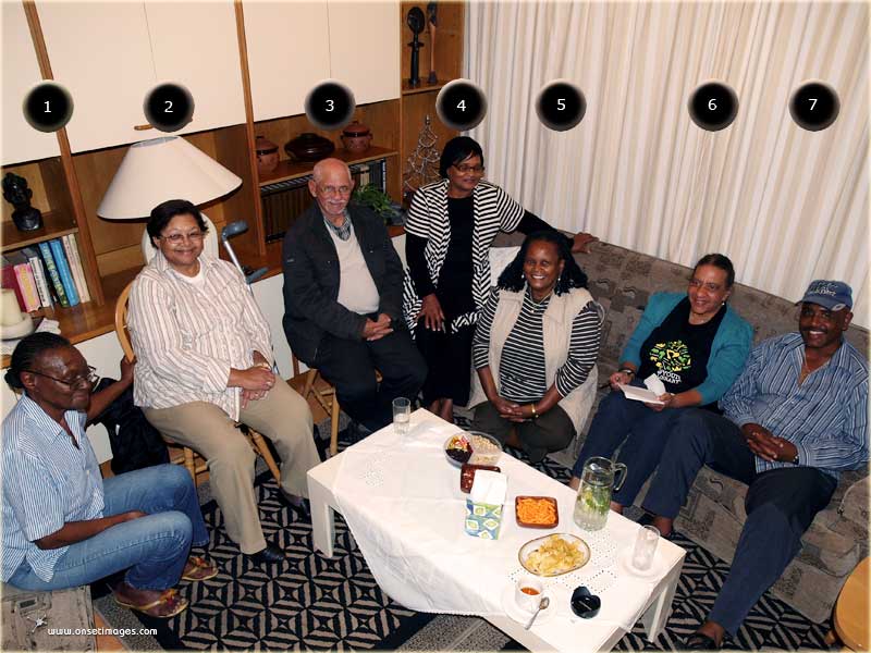 Council Member Joy George,  Janey van Wyk, !Khora Danab Hennie van Wyk, Cecilia (Baba), Council Member Al Thiam, Council Member Wilma Kindo, Headman Gary Adriaanse